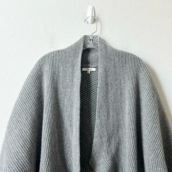 Madewell Heather Gray Women's 100% Merino Wool Sculptor Open Cardigan Sz M/L - Picture 6 of 15